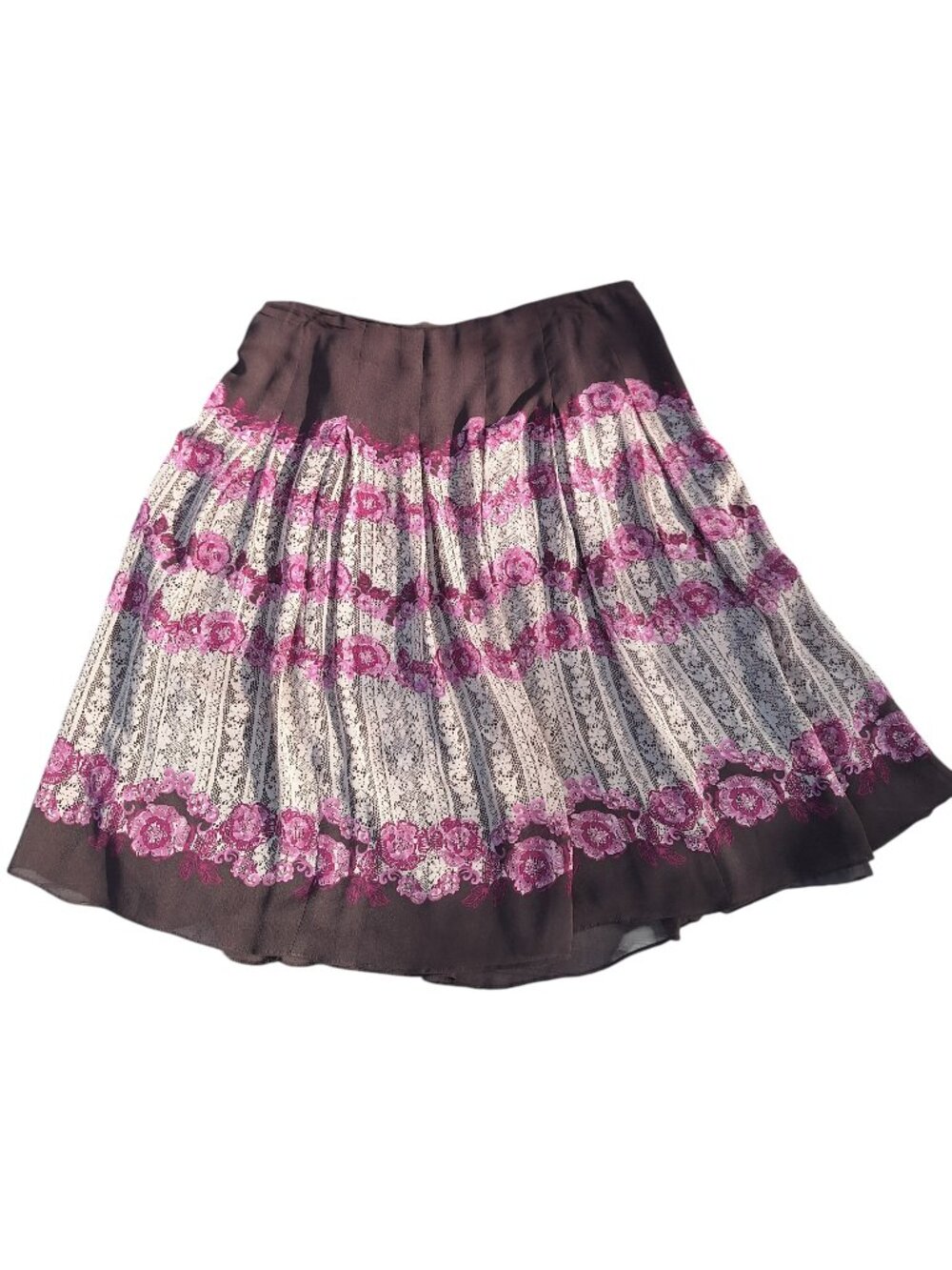 Vintage Inspired Anne Klein Silk Floral Lace Midi Skirt Sz 12